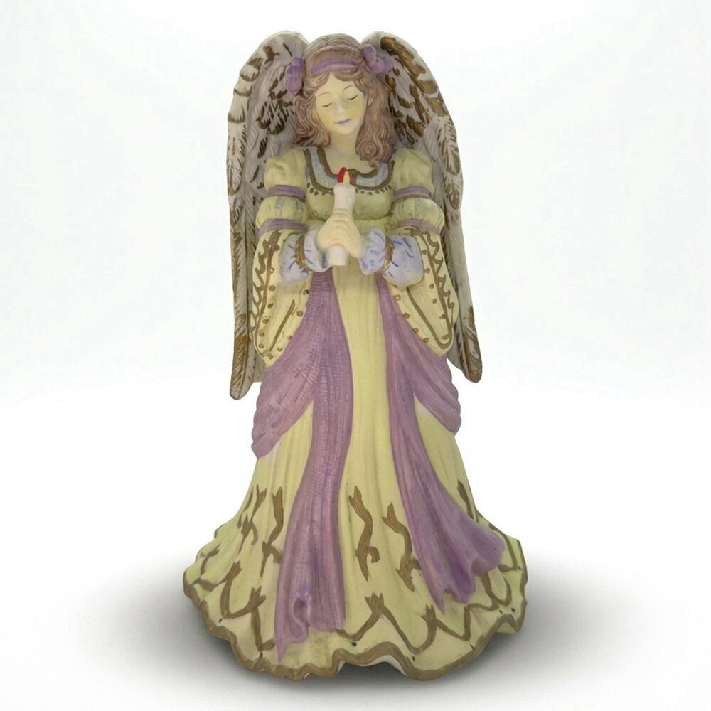 Vintage Musical Angel Figurine Victorian Christmas Ceramic Purple 11inch